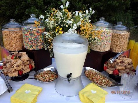 Cereal Bar - Apartment Marketing Ideas Waffle Station, Apartment Marketing Ideas, Group Breakfast, Cereal Party, Resident Appreciation, Party Breakfast, Resident Retention, Kids Brunch, Bagel Bar