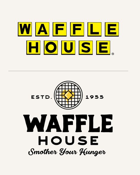 Love the Business... not the Branding: Waffle House Edition. I wanted to zhuzh up the branding for Waffle House and really lean into the mid-century retro diner vibes. Using the grid pattern of a waffle and their diner tile for geometric shapes, vintage typography, retro colors, and the mid-century starbursts to emphasize the small town mom and pop diner aesthetic. Now I'm craving some extra crispy hashbrowns scattered, smothered and covered! #graphicdesign #brandidentity #websitedesign #... Retro Diner Logo, Diner Branding, Pops Diner, Diner Logo, Retro Restaurant, Diner Aesthetic, Restaurant Logos, Diner Menu, Crispy Hashbrowns