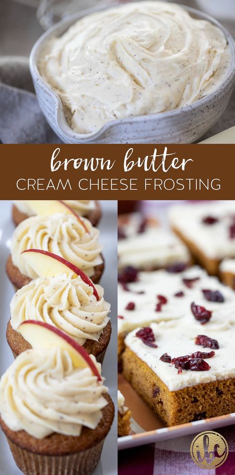 Butter Cream Cheese Frosting Recipe, Creme Cheese Frosting, Cupcakes Icing, Brown Butter Cream Cheese Frosting, Brown Butter Cream Cheese, Brown Butter Frosting, Vanilla Cream Cheese Frosting, Butter Cream Cheese Frosting, Cheese Frosting Recipe