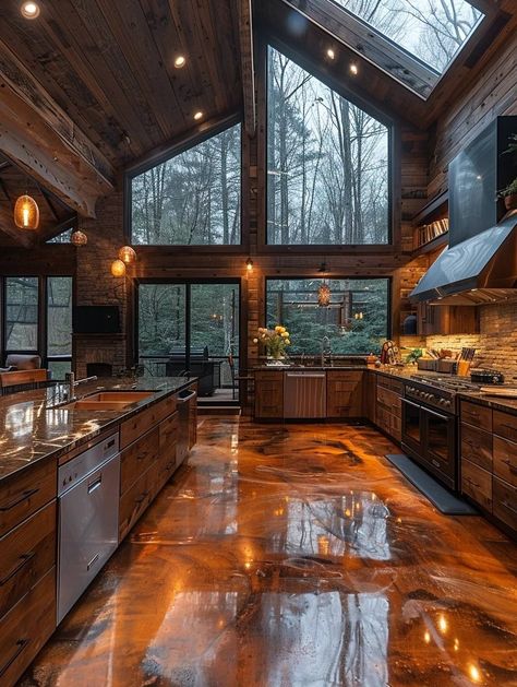 Wood Cabin Kitchen, Bloxburg Inspiration, Dreamy Interiors, Log Houses, Wood Cabin, Cabin Kitchen, Barn Style House Plans, Dream Life House, Pantry Shelving