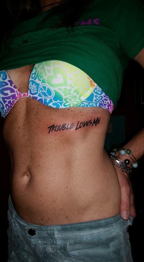 Moz tattoo - Trouble Loves Me. Trouble Tattoo, Tattoos And Piercings, Piercings, Tattoos, Quick Saves