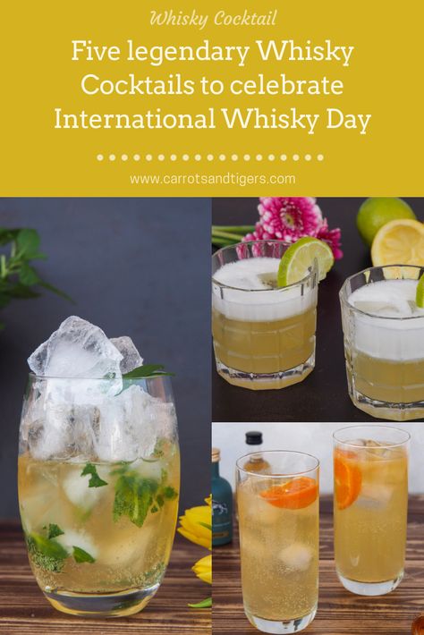 Classic Whisky Cocktails recipes including Whisky Sour, John Collins, Mint Julep, Highball and Old Fashioned Suntory Whisky Cocktails, Japanese Whisky Cocktails, Japanese Whiskey Cocktail, Sprite Mixed Drinks, Drinks With Sprite, Whiskey Mixed Drinks, Dewars Whisky, Whisky Cocktail Recipes, Glenfiddich Whisky