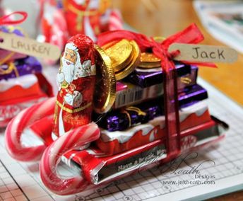 Joululahjat Diy, Candy Cane Sleigh, Jul Diy, Make Your Own Chocolate, Christmas Present Ideas, Sleigh Christmas, Deco Table Noel, Santa's Sleigh, Christmas Hamper