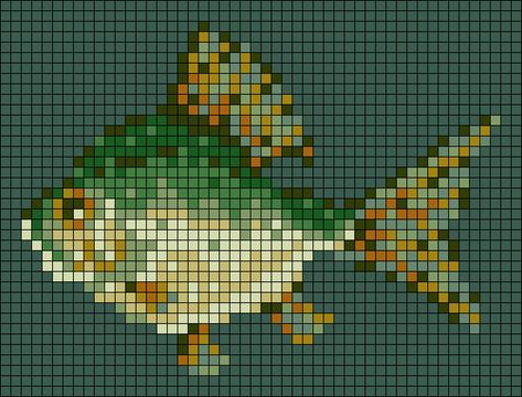 Fish Tapestry Crochet, Crochet Tapestry Alpha Pattern, Crochet Alpha Patterns, Pixel Fish, Pixel Crochet Pattern, Grid Crochet Patterns, Fish Cross Stitch, Swimming Ocean, C2c Crochet Pattern Free