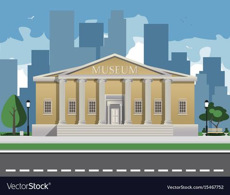 Color depicting museum building with Royalty Free Vector Museum Cartoon, Museum Building, Building Vector, Color Illustration, Cartoon Drawing, Comic Collection, Cartoon Images, Illustrations And Posters, Cartoon Drawings