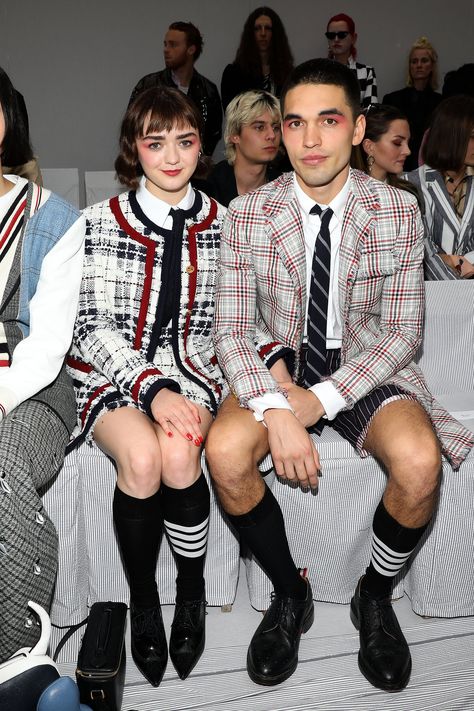 High Knee Socks Outfit, Game Of Love, Couple Fits, Sock Outfits, Stylish Celebrities, Popsugar Beauty, Sweet Romance, Maisie Williams, British Actresses