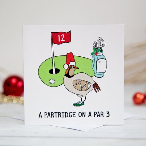 Golf Puns, Christmas Cards Drawing, Golf Christmas, Cute Christmas Cards, Christmas Puns, Funny Holiday Cards, Christmas Golf, Funny Christmas Card, Christmas Card Art