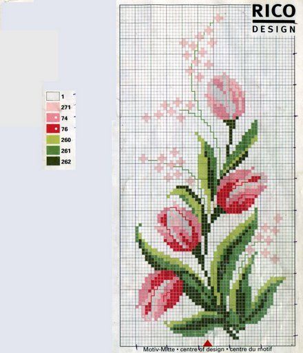 Tulip Cross Stitch, Embroidery Lessons, Cross Stitch Love, Pola Kristik, Cross Stitch Patterns Flowers, Cross Stitch Bookmarks, Cross Stitch Borders, Floral Cross Stitch, Cross Stitch Rose