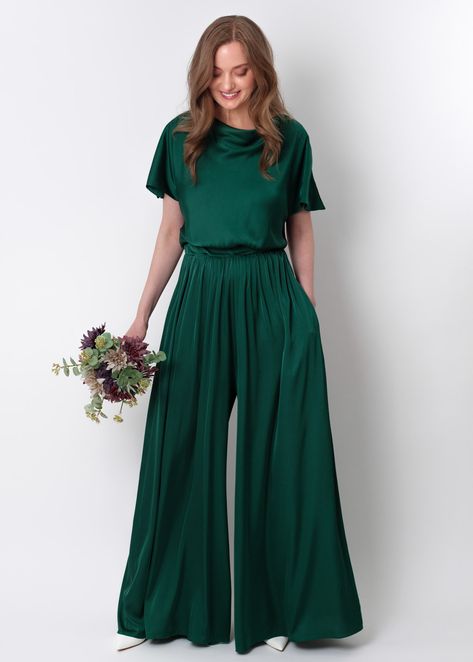 Dark green silk infinity jumpsuit, silk jumpsuit, bridesmaid jumpsuit, multi wrap multiway convertible jumpsuit, bridesmaid dress, silk convertible dress, long ball gown, multiway dress, multiwrap dress Bridemaid Dress Pants, Tomboy Bridesmaid, Womens Pantsuits Wedding Guest, Wedding Pantsuit Guest, Women Suits Wedding Bridesmaid, Wedding Jumpsuit Guest, Tomboy Wedding Outfit Guest, Bridesmaid Pantsuit, Officiant Attire