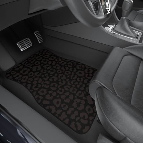 Give a personal touch to your car interior with these super cute and girly cheetah/leopard print car mats. They come in a set of four and include two front and two rear mats with a non-slip rubber backing. These car mats clean easily with a vacuum or a cool water rinse.  ▪️Polyester needle-punch surface ▪️ Non-slip rubber backing ▪️Set includes two front and two rear mats Size chart Width (Front), in17.00 Height (Front), in27.00 Width (Rear), in17.00 Height (Rear), in13.00 Thickness, in0.25 Chec Black Leopard Car Accessories, Clean Car Mats, Cute Cheetah, Girly Car Accessories, Car Deco, Black Jeep, Car Accessories For Girls, Girly Car, Car Essentials