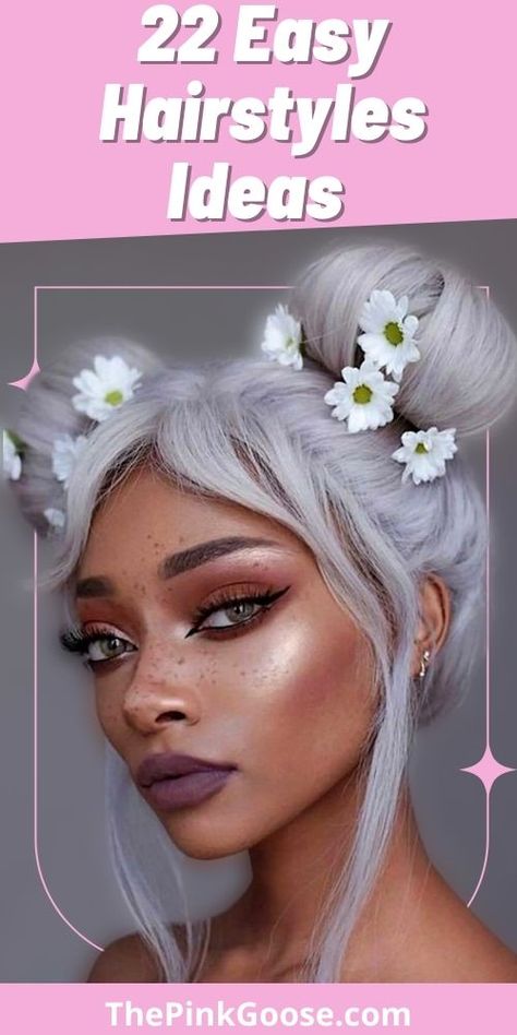 22 Easy Hairstyles Gorgeous Ideas 2023 Space Buns Hairstyles, Space Bun Hairstyles, Buns Hairstyles, Space Bun, Braided Buns, Two Buns, Space Buns, Fairy Hair, Fantasy Hair