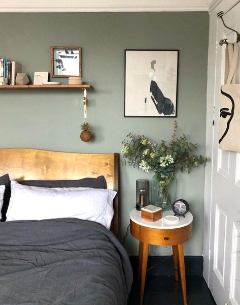 Small update a new shade of Green in the bedroom  Design Soda Interiors Blog  Colour Pattern Patina Green Bedroom Walls, Bedroom Redesign, Sage Green Bedroom, Dekorasi Kamar Tidur, Bedroom Wall Colors, Modern Bedroom Design, Green Rooms, In The Bedroom, Bedroom Green