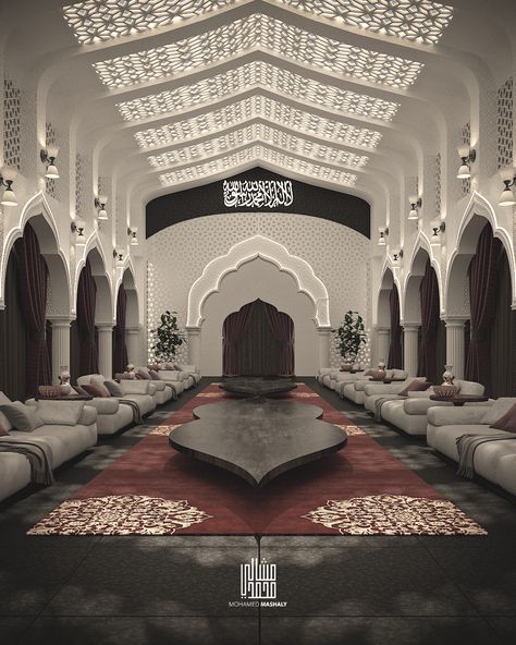 Bedouin Interior Design, Islamic Architecture Interior, Andalusian Interior Design, Islamic Majlis, Modern Islamic Interior, Islamic House, Living Room Designs India, Luxury Powder Room, Arabic Living Room