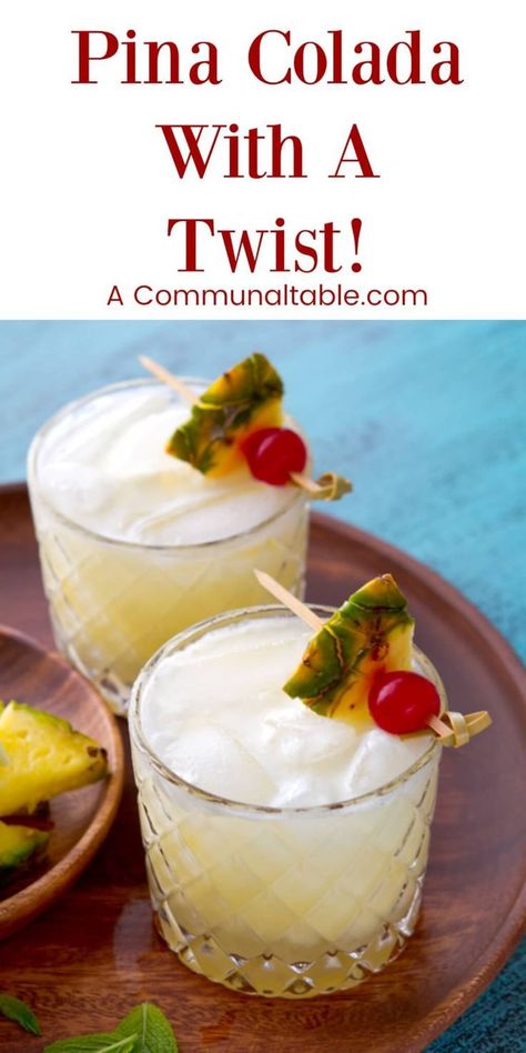 The traditional Pina Colada recipe with a Twist. This sweet cocktail recipe uses fresh lime juice to balance the sweetness of this classic cocktail - no blender required! A perfect summer cocktail recipe. #pinacolada #cocktail #cocktailrecipes #drinks #drinkrecipes Easy Pina Colada Recipe, Sweet Alcoholic Drinks, Pina Colada Mocktail, Cranberry Juice And Vodka, Tasty Cocktails, Pina Colada Recipe, Coctails Recipes, Communal Table, Sweet Cocktails