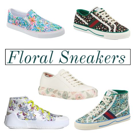 Floral sneakers spring 2021 are a hot trend for the warm weather season. Click through to read about floral sneakers for spring and all the hottest sneakers trends for spring 2021 #sneakers #floralsneakers #sneakerstrends #springsneakers #shoes #springshoes #florals #spring #streetstyle #streetsneakers #casualsneakers Golden Sneakers, Boat Sneakers, White Platform Sneakers, Boat Fashion, Gucci Floral, Denim Sneakers, Floral Sneakers, Spring Sneakers, Metallic Sneakers