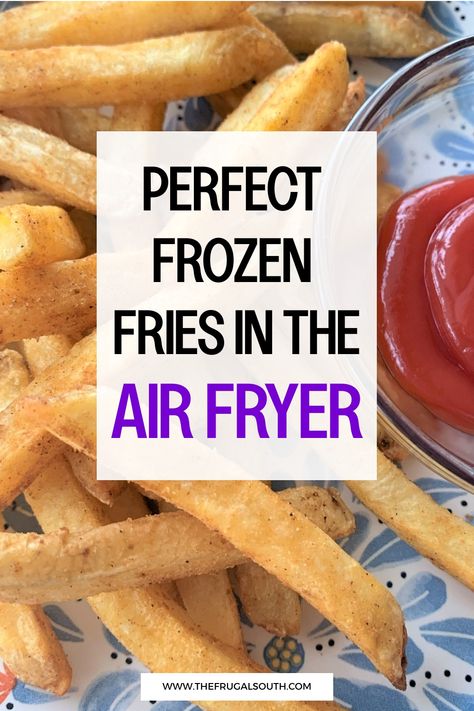 Perfectly cooked frozen fries served on a plate with ketchup, promoting air fryer use. Homemade Air Fryer French Fries, Air Fried French Fries, Air Fryer Frozen French Fries, Fried French Fries, Fries In Air Fryer, Air Fry French Fries, Frozen Fries, French Fries At Home, French Fry Seasoning