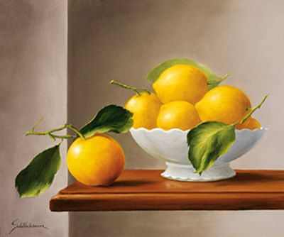 Citron ~ by Heinz Scholnhammer Spilled Wine, Food Artists, White Bowl, Fruit Painting, White Bowls, Bowl Designs, Still Life Art, Modern Frames, Paint By Number