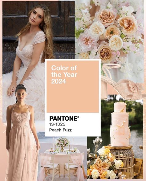 Pantone Wedding Colors, Color Pesca, Pantone 2024, 2024 Wedding Trends, Pantone Wedding, Color Of The Year 2024, Wedding Color Scheme, Wedding Color Trends, Bridal Store