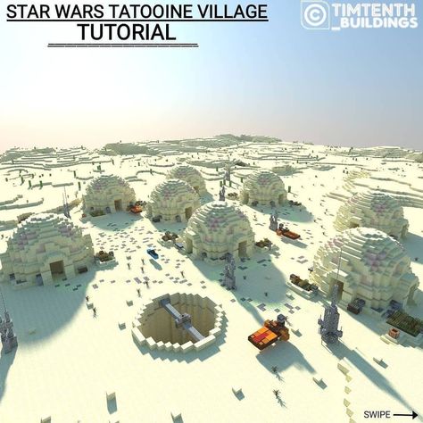 TitanBuilds | Minecraft Only on Instagram: “Minecraft - Star Wars Tatooine Village Tutorial 🏜️🤠 Rate It 1-10, Thoughts? . Follow @titanbuilds.mc 👈 Follow @titanbuilds.mc 👈 . Via:…” Minecraft Ewok Village, Star Trek Minecraft, Star Wars Builds In Minecraft, Minecraft Village Base, Minecraft Star Wars Base, Desert Village Minecraft, Star Wars Minecraft Builds, Minecraft Star Wars Builds, Minecraft Snow Builds