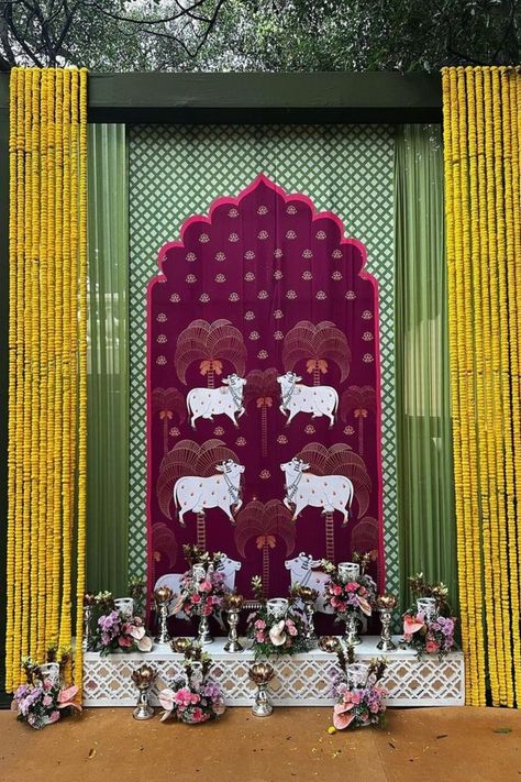 Colour Of The Year 2023, Leaf Decor Wedding, Pantone Colour Of The Year, Haldi Decor, Indian Wedding Decor, Ganpati Decoration At Home, Janmashtami Decoration, Wedding Entrance Decor, Housewarming Decorations