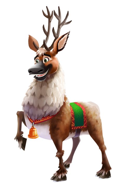 Reindeer character design Reindeer Character Design, Deer Character Design, Reindeer Tattoo, Christmas Reference, Rudolph Characters, Reindeer Cartoon, Monster Animal, Reindeer Illustration, Comic Face