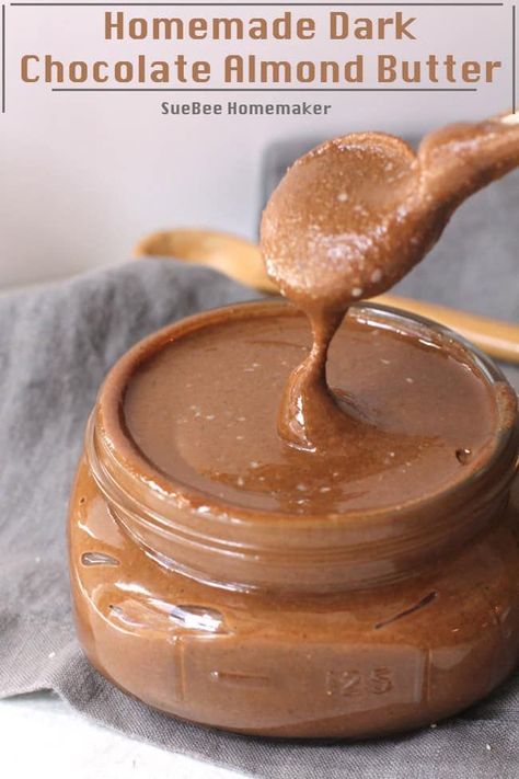 Chocolate Almond Butter Recipe, Nut Butter Recipes, Homemade Almond Butter, Homemade Dark Chocolate, Chocolate Almond Butter, Almond Butter Recipes, Biscuits Graham, Dark Chocolate Almonds, Chocolate Spread