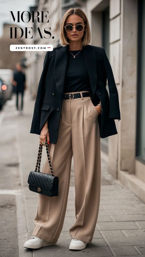 Modern Office Attire Women, Fall Womans Outfits 2024, Fall 2024 Transition Outfits, Boss Woman Style, Author Style Fashion, Sleek Office Outfit, Women Office Outfits Casual, Work Outfits Street Style, Bold Women Outfits