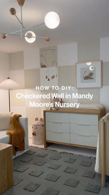 Checkered Nursery, School House White, Checkered Wall, Nursery Wall Painting, Girly Nursery, Nursery Accent Wall, Nursery Trends, Nursery Room Design, Bedroom Wall Designs