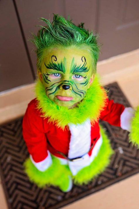 Baby Grinch Costume, Kids Grinch Costume, Diy Grinch Costume, Whoville Costumes, Grinch Halloween, Grinch Baby, Grinch Costume, Diy Grinch, Grinch Costumes