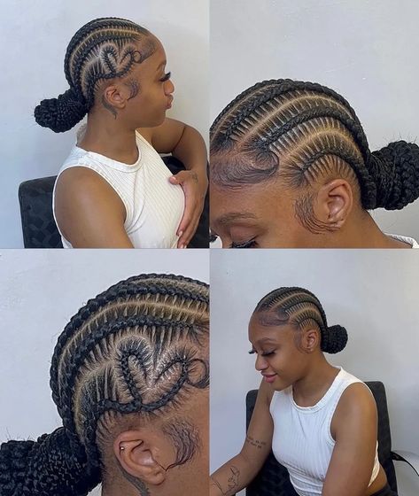 Stitch Braids Cornrows With Heart, Stitch Braids With Heart Design, Heart Braids, Braids Inspiration, Scalp Braids, Heart Braid, Cornrows Styles, Bob Cut Wigs, Braid Inspiration