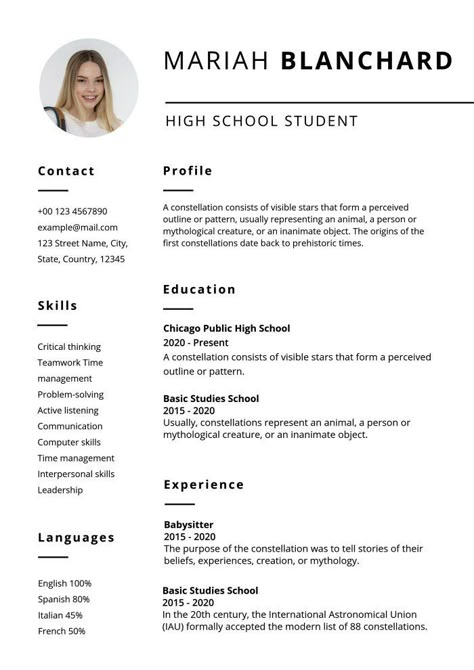 Highschool Resume Example, Resume Lesson Plans High Schools, Resume For Students High Schools, Cv For High School Students, Resume As A Student, Resume College Student, Cv For College Students, College Resume High School, Student Resume Template No Experience