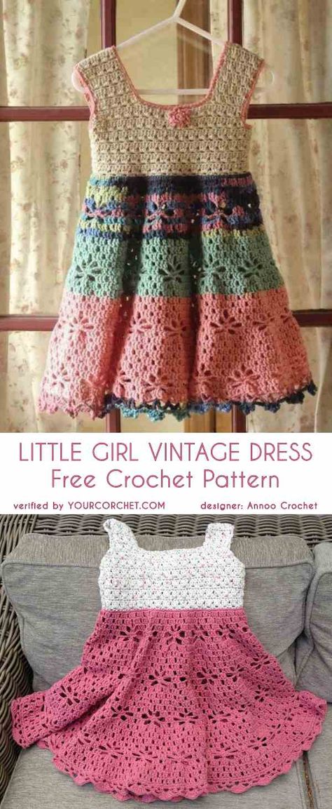 Little Girl Vintage Dress Free Crochet Pattern Crochet Girls Dress Pattern, Crochet Toddler Dress, Toddler Crochet, Vintage Crochet Dresses, Crochet Dress Girl, Toddler Dress Patterns, Crochet Dress Pattern Free, Crochet Baby Girl Dress, Baby Dress Pattern