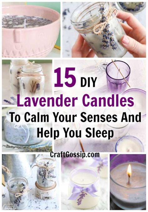 15 DIY Lavender Candles To Calm Your Senses And Help You Sleep – Candle Making Soy Candle Recipe, Lavender Candles Diy, Lavender Ideas, Candle Making Tutorial, Candle Recipes, Lavender Candles, Dried Flower Candles, Diy Lavender, Candle Tutorial