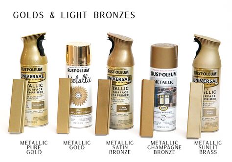 The best gold spray paitns. #spraypaint #gold #bronze#brass #matte #metallic #satin #rustoleum Best Gold Spray Paint, Brass Spray Paint, Colors For Home, Bronze Spray Paint, Juniper Home, Ikea Frame, Spray Paint Colors, Painted Desk, Gold Spray Paint