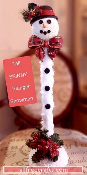 Tall Skinny Plunger Snowman Snow Men Ideas, Plunger Snowman, Teacup Gnomes, Snowman Diy, Snowman Ideas, Snowmen Crafts, Orange Craft, Snow Men, Snow People