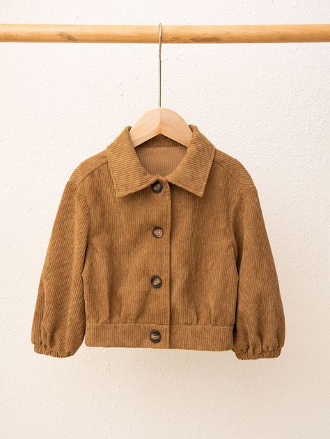 Brown Casual  Long Sleeve Corduroy Plain Other  Non-Stretch Spring/Fall Toddler Girls Clothing Corduroy Top, Suede Outfit, Toddler Fall, Kid Fashion, Kids Boutique, Corduroy Jacket, Toddler Girl Outfits, Girls Jacket, Toddler Fashion