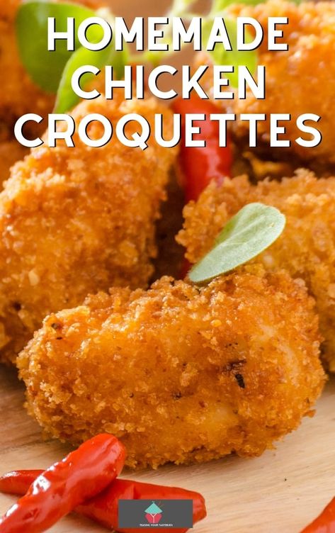 Chicken Rissoles, Chicken Croquettes Recipe, Chicken Patty Recipes, Chicken Croquettes, Croquettes Recipe, Tapas Dishes, Chicken Patties, Easy Chicken Dinner Recipes, Spanish Tapas