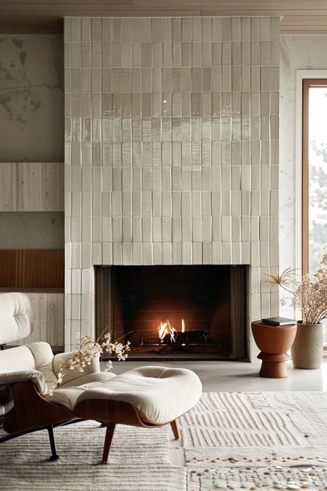 Discover transformative floor to ceiling fireplace tile ideas to create a captivating focal point in your living space. Get inspired to upgrade your home! Floor To Ceiling Tiled Fireplace, Fireplace Wall Tile Floor To Ceiling, Tile Fireplace Floor To Ceiling, Stacked Tile Fireplace, Grey Tile Fireplace, Fireplace Wall Ideas Tile, Floor To Ceiling Tile Fireplace, Large Tile Fireplace, Tiles On Fireplace