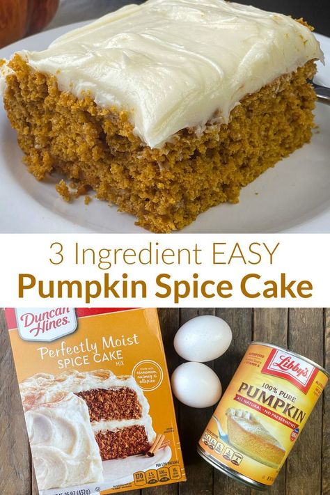 Easy Pumpkin Spice Cake, Spice Cake Mix Recipes, Pumpkin Carrot Cake, Pumpkin Spice Cake Recipe, Spice Cake Recipe, Pumpkin Dump Cake Recipe, Spice Cake Mix And Pumpkin, Boxed Cake Mixes Recipes, Cake Mix Desserts