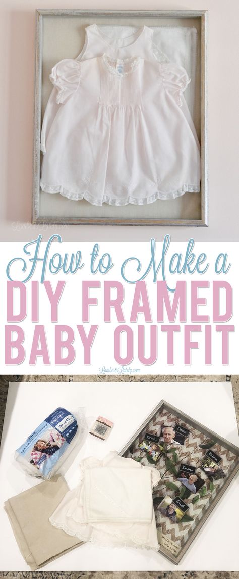 Display that special baby outfit in a shadow box! This is a cute idea for a child's room or a nursery.  You could use this idea for any newborn clothes - includes step-by-step instructions for doing the cheap DIY. Newborn Shadow Box, Shadow Box Ideas, Baby Shadow Box, Diy Shadow Box, Newborn Clothes, Vintage Baby Clothes, Going Home Outfit, Handmade Beauty Products, Baby Newborn