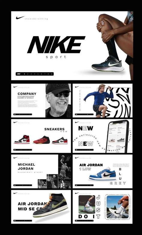 Presentation design | Презентация Nike Presentation Design, Presentation Slides Design Layout, Figma Graphic Design, Sports Presentation Design, Figma Presentation Design, Creative Presentation Design Ideas, Brand Presentation Design, Branding Presentation Design, Figma Design Ideas