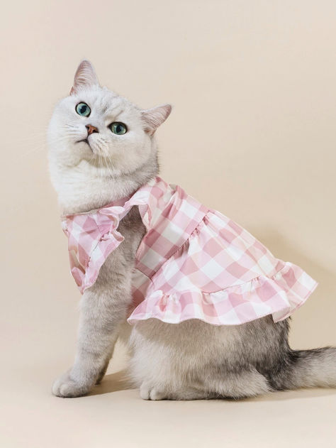 PETSIN 1pc Plaid Print Pet Dress Kitten Outfits, Cat Stands, Pet Dress, Cat Fashion, Cat Posters, Cat Costumes, Pet Costumes, Dog Dresses, Cat Clothes