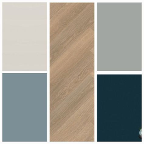 Blue Grey Office Design, Color Palette With Wood, Grey Blue Office, Grey And Blue Color Palette, Blue Grey Color Palette, Blue Gray Color Palette, Blue And Grey Color Palette, Wood Color Palette, Blue And Gray Color Palette