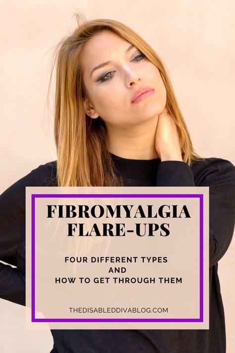 Pink background with a woman wearing a black shirt and long light brown hair rubbing her neck looking sad with text saying "Fibromyalgia flare-ups - Four types and how to get through them" Nerve Pain Remedies, Fibro Flare, Pemf Therapy, Nerve Health, Invisible Disease, Chronic Pain Relief, Nerve Pain Relief, Muscle Weakness, Natural Pain Relief