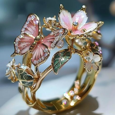 Immediatelk Butterfly Flower, Butterfly Flowers, Flower Ring, Beautiful Butterflies, Special Gift, Style Vintage, Ideal Gift, Special Gifts, Butterflies