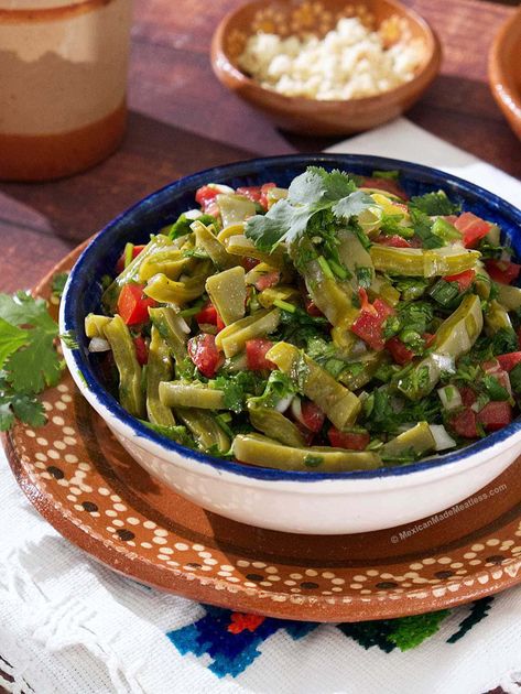 Ensalada de nopales is a Mexican cactus salad that's bright, slightly lemony, aromatic, savory, tender, nutritious and just downright Mexican Nopales Recipes, Cactus Salad Mexican, Cactus Recipe Nopales, Nopales Tacos, Nopales Recipes Mexican, Nopales Recipes, Nopales Recipe, Cactus Recipe, Cactus Food