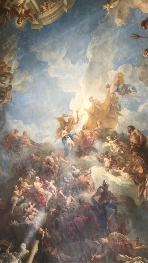 Painting of gods at Versailles Greek God Wallpaper Aesthetic, Ancient Greece Art, Ceiling Painting, Greece Art, Ancient Greek Art, Rennaissance Art, Greek Gods And Goddesses, Greek Mythology Art, Online Quiz