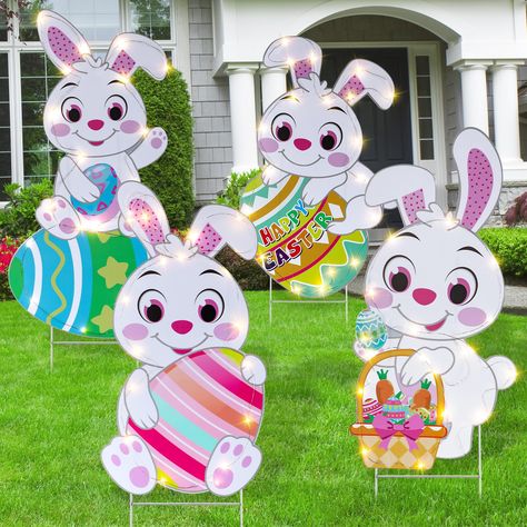 Easter Outdoor Decorations, Rabbit Yard, Decoration For Easter, Foam Glue, Easter Gathering, Outside Garden, Lawn Party, Easter Garden, Spring Decoration