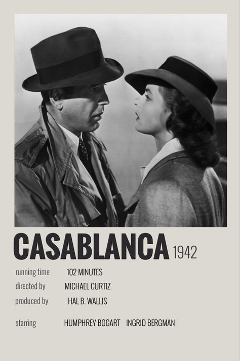 Casablanca Movie, Iconic Movie Posters, Movie Card, Girly Movies, Film Posters Minimalist, Black And White Movie, Old Hollywood Movies, Old Movie, Film Anime