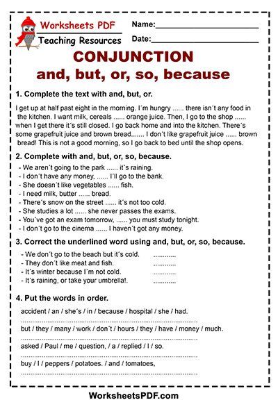 so but and because exercises Conjunctions Worksheet, Coordinating Conjunctions, English Grammar Exercises, Linking Words, Coloring Worksheet, Grammar Quiz, Grammar Exercises, Go To The Cinema, English Exercises